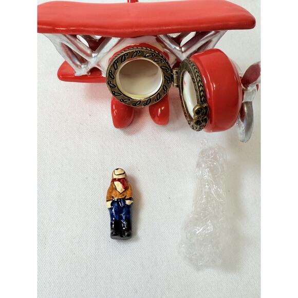 Red Barron Ceramic Plane With Flyer Trinket Box - Picture 7 of 9